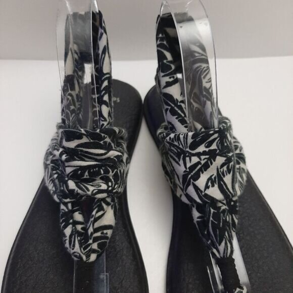 SANUK / Yoga Sling 2 Sandal Thong Black & White Tropical Print Sz 10 - Picture 7 of 14